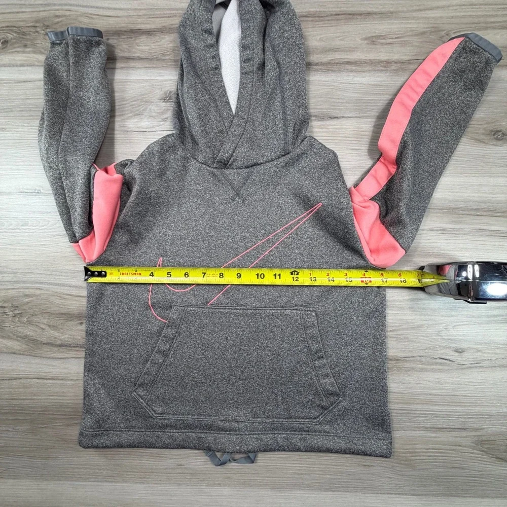 Nike Dri-FIT Girls Hoodie Grey Pink Colorblock Swoosh Pullover‎ Size M Medium